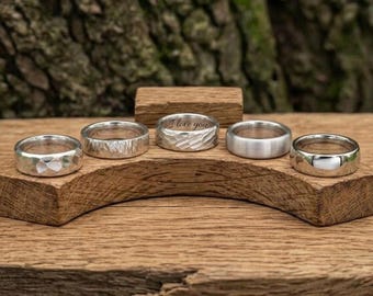 Sterling Silver Ring: 3-10mm Wide Brushed, Polished and Hammered Chunky Unisex Band