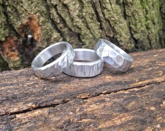 Hammered Aluminum Ring: 10th Anniversary Gift, Lightweight Modern Design