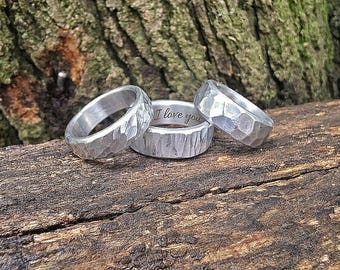 Hammered Aluminum Ring: 10th Anniversary Gift, Lightweight Modern Design