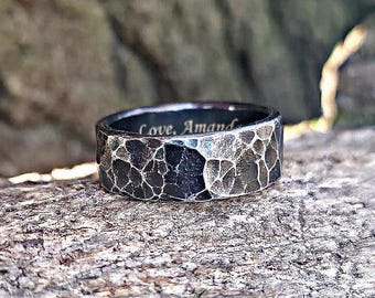 Hand Forged Iron Ring, 6th Anniversary Traditional Gift Him Her, Blacksmith Jewelry