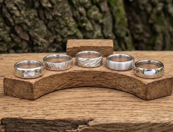 Pure .999 Silver Ring: 3-10mm Wide Brushed, Polished and Hammered Chunky Unisex Band