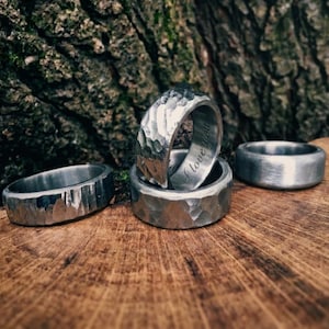 Hammered Titanium Ring, Minimalist Alternative Wedding Ring, 10th Anniversary Gift for Him and Her