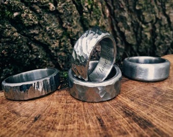 Hammered Titanium Ring, Minimalist Alternative Wedding Ring, 10th Anniversary Gift for Him and Her