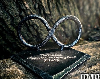 Hand-Forged Iron Anniversary Plaque: Personalized Infinity, Heart, or #6 Shape