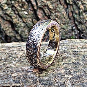 Handcrafted Bronze Wedding Band: Rustic Anniversary Ring with Custom Engraving