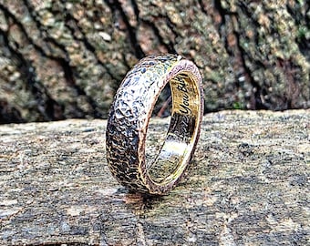 Handcrafted Bronze Wedding Band: Rustic Anniversary Ring with Custom Engraving