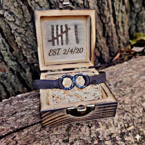 Iron Infinity Bracelet, 6th Anniversary Gift for Him and Her with Engraved Box