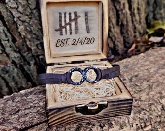 Iron Infinity Bracelet, 6th Anniversary Gift for Him and Her with Engraved Box