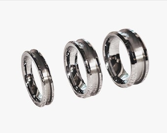Tungsten Carbide Inlay Ring Blanks - 4mm, 6mm, 8mm Widths - DIY Jewelry Making Supplies