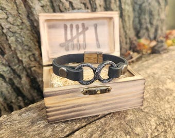 Large Forged Infinity, 6 Anniversary Bracelet with Personalized Box