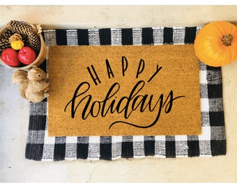 Happy Holidays doormat / Holiday Welcome Mat / Custom doormat