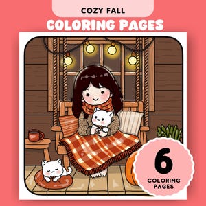 Śliczne, przytulne kolorowanki, przytulna jesień, kolorowanki dla dzieci i dorosłych, natychmiastowe pobieranie cyfrowe, plik PDF