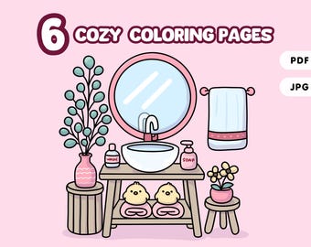 Cute Cozy Coloring Pages for Teens and Adult Instant Download PDF Printable and Digital Coloring