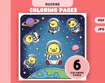Cute Duck Coloring Pages Simple Kawaii Duck Coloring Sheets for Kids and Adults Relaxation Printable Sheets Instant Download PDF File