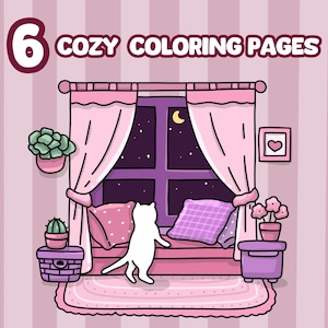 Cute Cozy Coloring Pages for Teens and Adult Instant Download PDF Printable and Digital Coloring