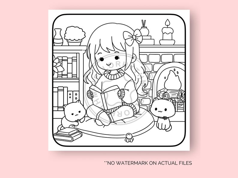 Cute Cozy Coloring Pages Cozy Fall Autumn Coloring Sheets for Kids and Adults Instant Digital Download PDF File image 4