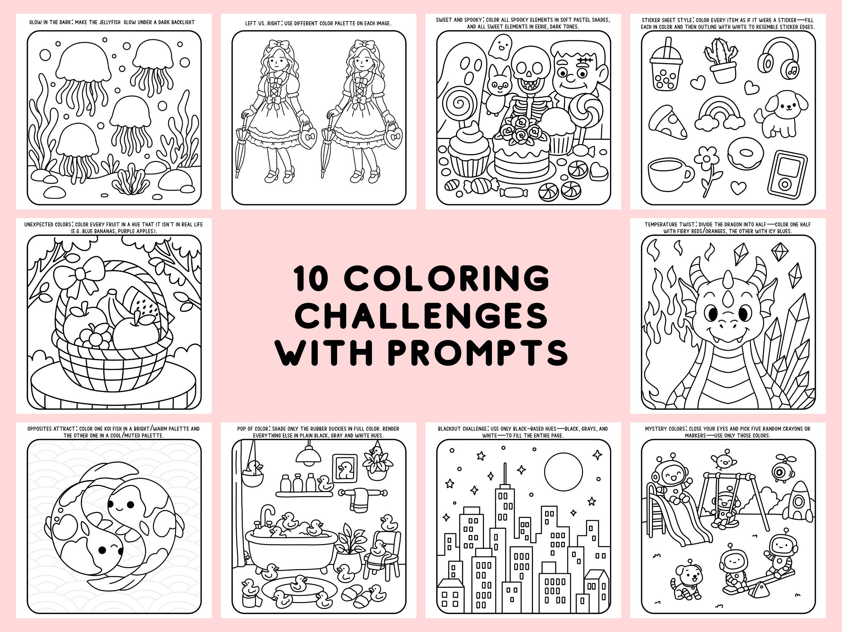 Coloring Challenge Page Coloring Practice Sheets for Adults Coloring ...