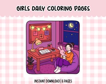 Girl Coloring Cozy Coloring Book Comfy Coloring Girl Daily Coloring For Teen Adult Coloring Pages Digital Coloring