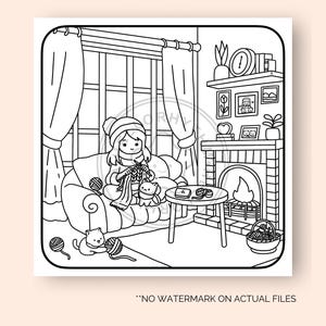 Cute Cozy Coloring Pages Cozy Fall Autumn Coloring Sheets for Kids and Adults Instant Digital Download PDF File image 3