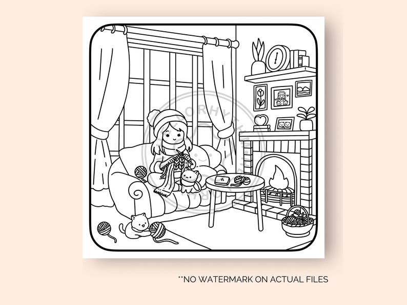 Cute Cozy Coloring Pages Cozy Fall Autumn Coloring Sheets for Kids and Adults Instant Digital Download PDF File image 3