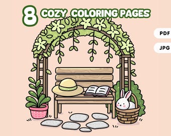 Cute Cozy Coloring Pages for Teens and Adult Instant Download PDF Printable and Digital Coloring