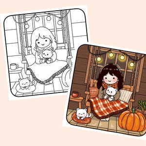 Cute Cozy Coloring Pages Cozy Fall Autumn Coloring Sheets for Kids and Adults Instant Digital Download PDF File image 6