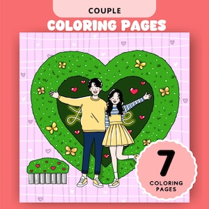 Cute  Love Couple Coloring Pages Valentines Coloring Sheets Cozy Moments Coloring for Teens and Adults Printable Instant Download PDF File