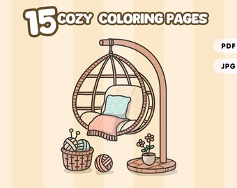 Cute Cozy Coloring Pages for Teens and Adult Instant Download PDF Printable and Digital Coloring