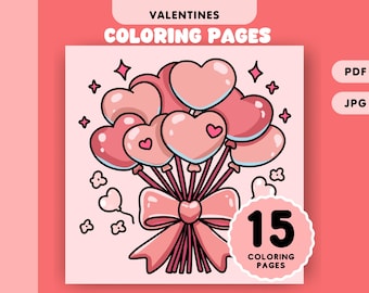 Páginas para colorir de Dia dos Namorados, páginas para colorir de amor simples, fáceis e ousadas para crianças e adultos, folhas para impressão, download instantâneo em PDF