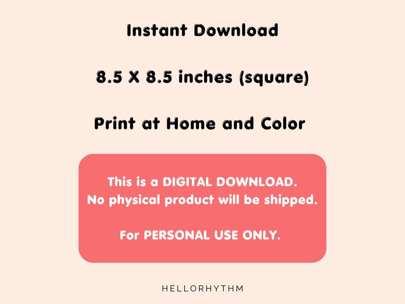 K&ouml;nnte beinhalten: Digitaler Download einer druckbaren Malvorlage. Die Seite ist 8,5 Zoll mal 8,5 Zoll gro&szlig; und nur f&uuml;r den pers&ouml;nlichen Gebrauch bestimmt.