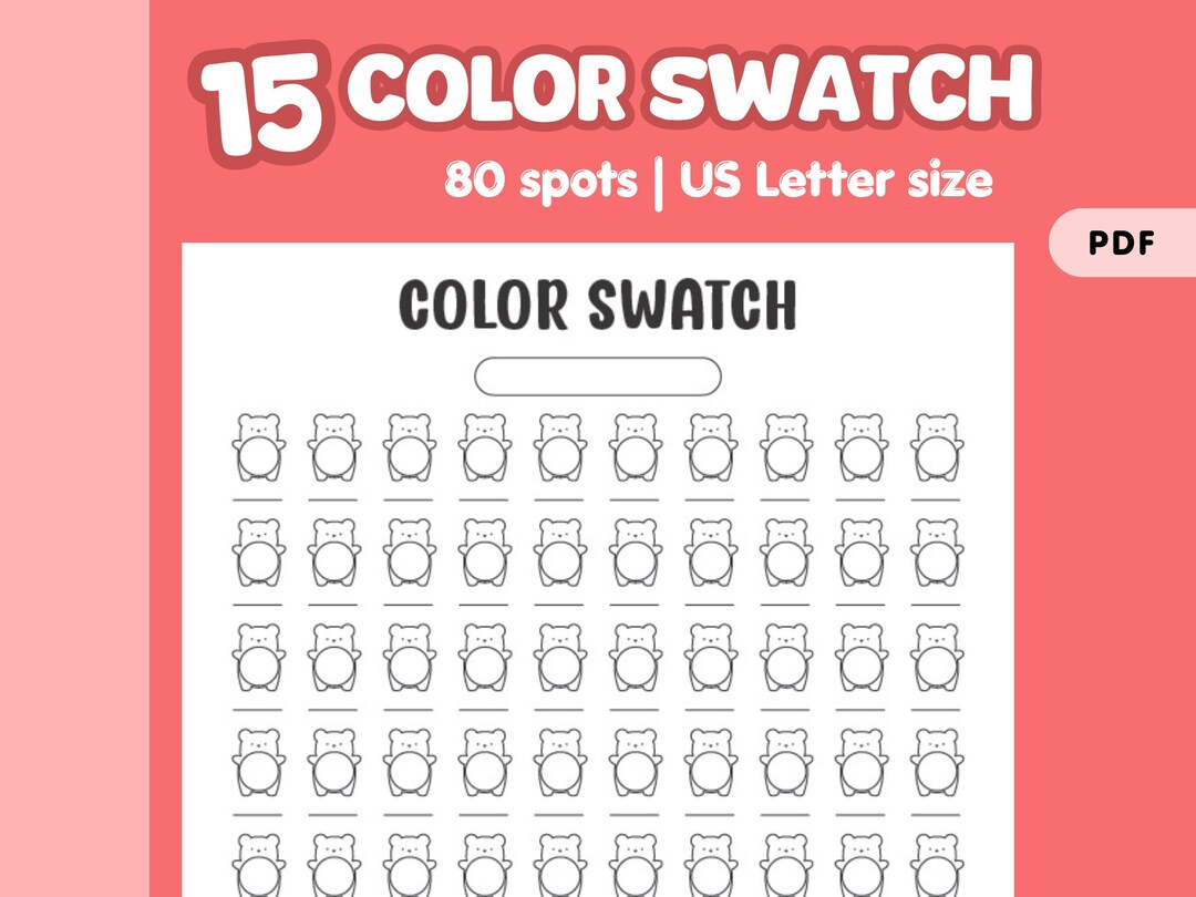 Cute Color Swatch Printable Swatch 80 Slots for Coloring PDF Instant ...