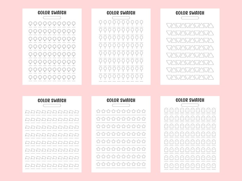 Cute Color Swatch Printable Swatch 80 Slots for Coloring PDF Instant ...