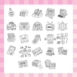 Cute Retro Coloring Pages Nostalgic Coloring Pages Simple and Easy Coloring Sheets for Kids and Adults Instant Download Printable PDF File image 2