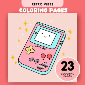 Cute Retro Coloring Pages Nostalgic Coloring Pages Simple and Easy Coloring Sheets for Kids and Adults Instant Download Printable PDF File image 1