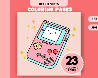 Cute Retro Coloring Pages Nostalgic Coloring Pages Simple and Easy Coloring Sheets for Kids and Adults Instant Download Printable PDF File