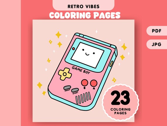 Cute Retro Coloring Pages Nostalgic Coloring Pages Simple and Easy Coloring Sheets for Kids and Adults Instant Download Printable PDF File