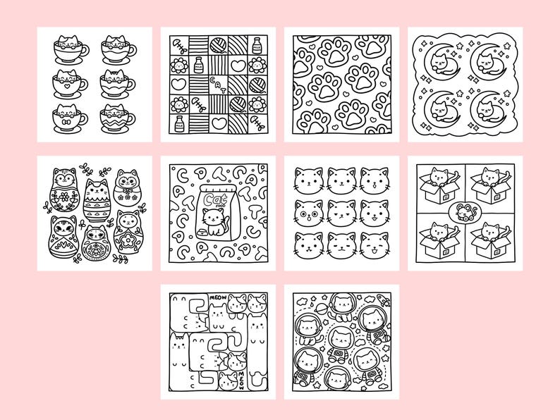 Cute Cat Pattern Coloring Pages Bold and Easy Cat Coloring Sheets for ...