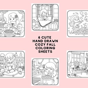 Cute Cozy Coloring Pages Cozy Fall Autumn Coloring Sheets for Kids and Adults Instant Digital Download PDF File image 2