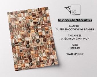 Photography Backdrop - Mini Tiles, Flat Lay Vinyl for Food Photography, Product Backdrop, Wooden Tiles,