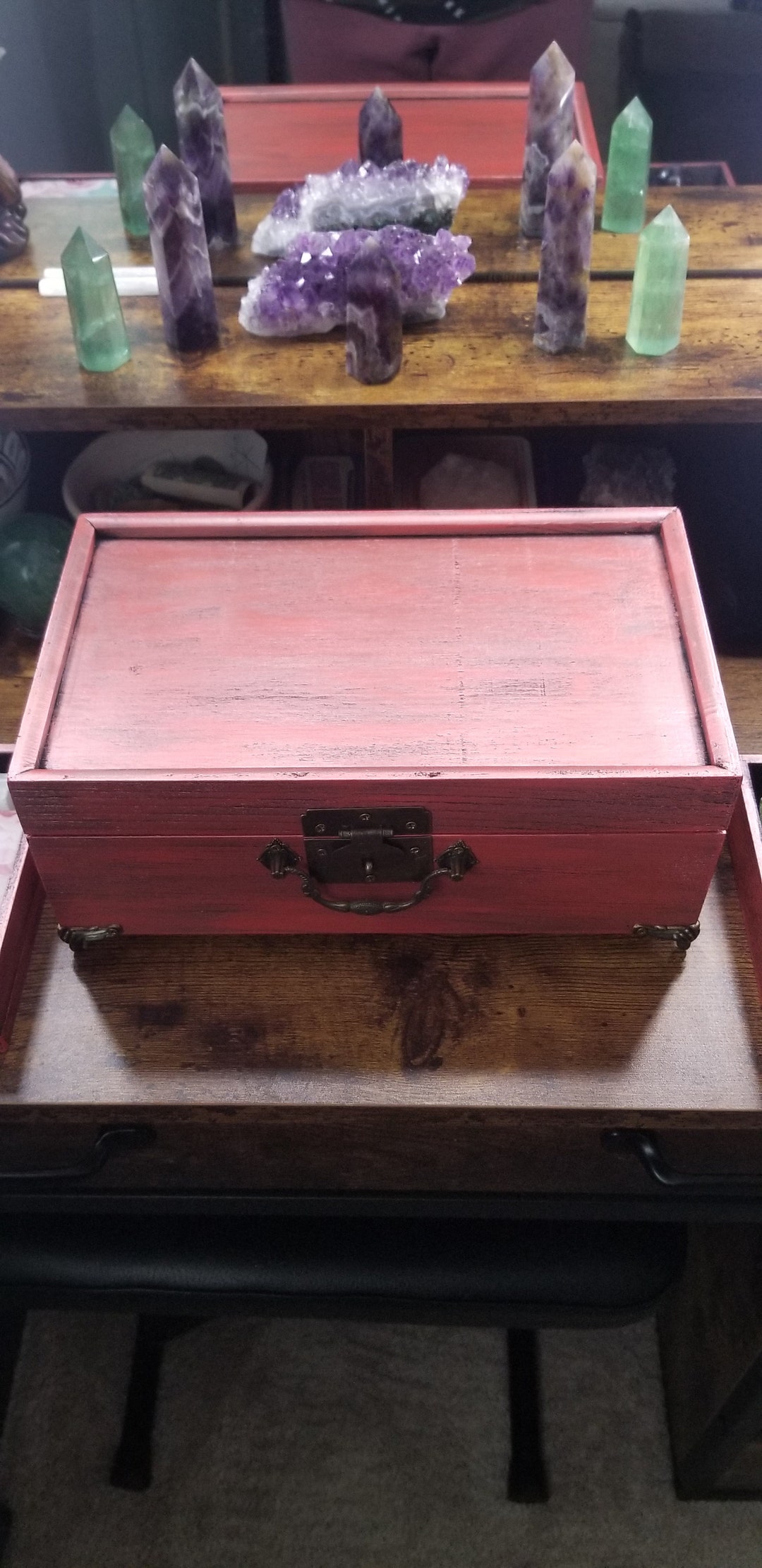 This Beautiful Coral Colored Crystal Storage Box is Perfect for All