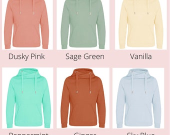 cowl neck hoodie, Pastel coloured Hoodie, Woman's  Hoodies, Ladies hoodie, twisted neck, customised, crossover, jumper, hoods, winter hood