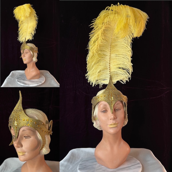 Golden Circus Plume Showgirl Headpiece // Las Vegas Ziegfeld Follies Old Hollywood