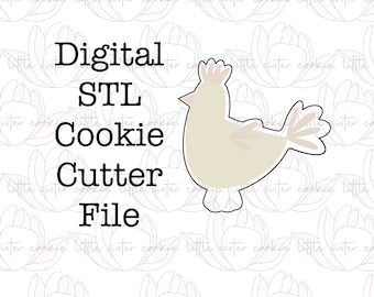 STL FILE ONLY Upright chicken cookie cutter