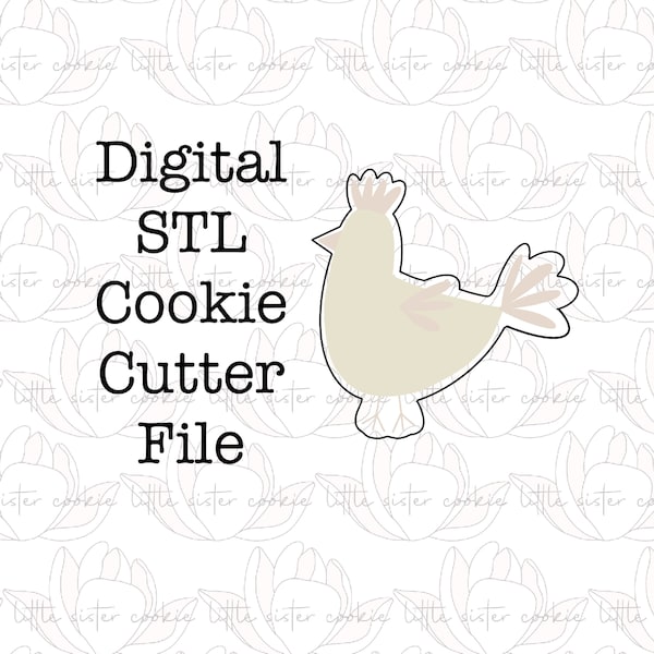 STL FILE ONLY Upright chicken cookie cutter