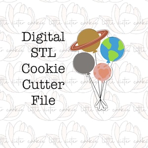 STL FILE ONLY Space balloons cookie cutter