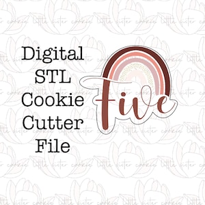 STL FILE ONLY Number five rainbow cookie cutter