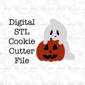 STL FILE ONLY Ghost with pumpkin cookie cutter / Halloween cookie cutter / ghost cookie cutter / jack o lantern