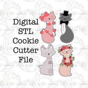STL ファイルのみ ラブキャッツカッター / 猫 / タキシード / ハート / ロボット / 花柄 / ラブキャット / バレンタイン