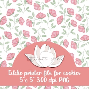 EDDIE printing file for cookies, watercolor seamless vine flower pattern in 3 sizes