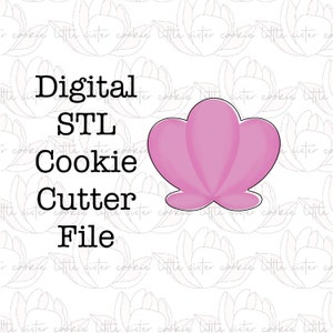 Op de afbeelding: Digitaal STL-bestand voor een roze schelpkoekjesvormer.